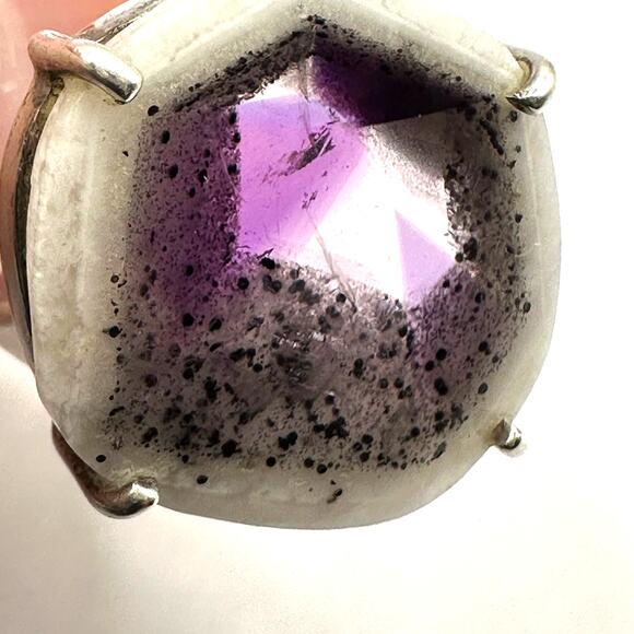 Artisan Purple Amethyst Tripache Stone Ring 925 Sterling Silver 7 3/4 Size 7.75 - Picture 4 of 14
